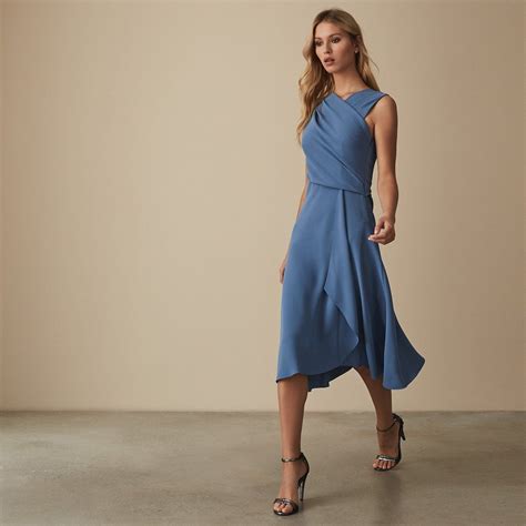 blue midi dress wedding guest.